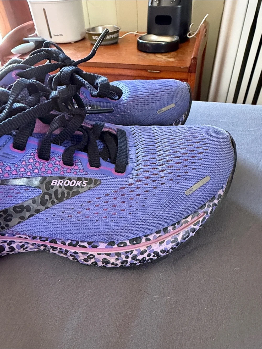 Brooks Womens Ghost 14 Running Shoes Size 6.5 Purple Leopard Print 1203561B578 - Picture 11 of 12